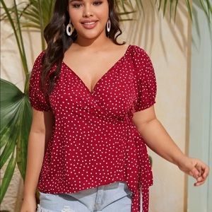 SHEIN Wrap Blouse 2XL Red